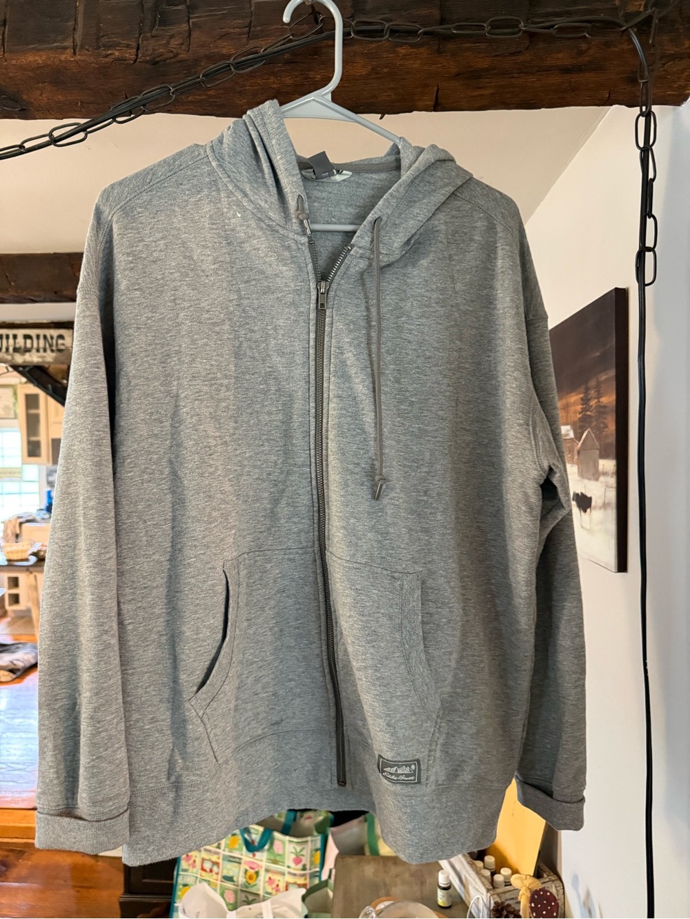 Eddie Bauer Gray Full-Zip Hooded Sweatshirt